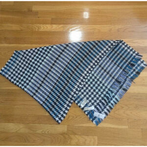 LOFT Houndstooth Scarf Black Blue One Size NWT